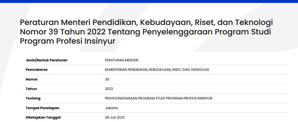 Permendikbudristek No 39 Th 2022 ttg Penyelenggaraan PPI